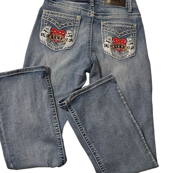 SKY Ladie’s Classic Pocket Bling Bootcut Jeans - Picture 2 of 12